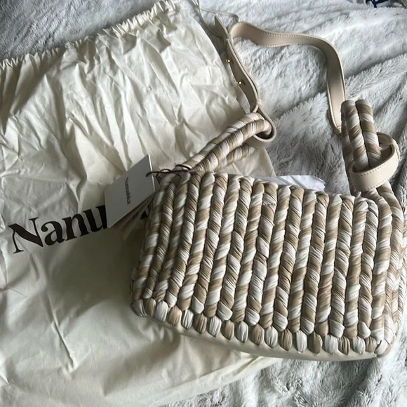 Nanushka Busket leather tote bag tan white NWT - Picture 2 of 5